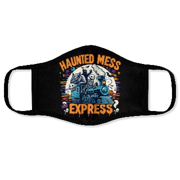 Discover Haunted Mess Express Fun Spook Halloween Train Pun Face Masks