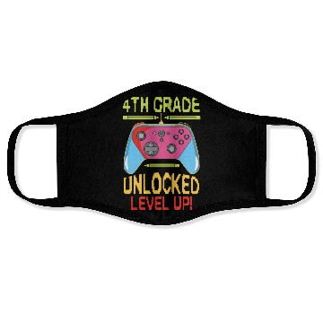 Discover 4th Grade Unlocked Level Up Video Gamer Face Masks Back