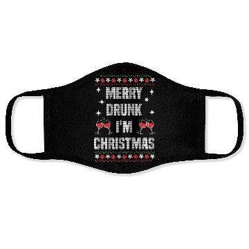 Discover Funny Christmas Drinking Xmas Merry Drunk I'm Face Masks