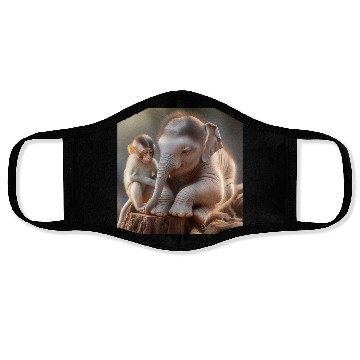 Discover Cute Monkey and Elephant. Face Masks