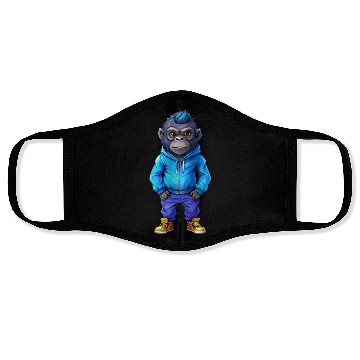 Discover Illustration of a hip-hop chibi gorilla. Face Masks