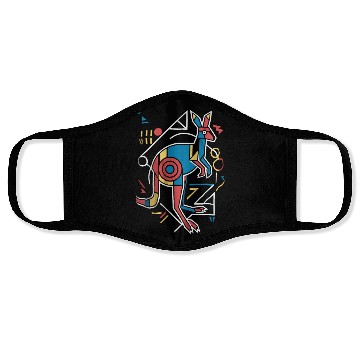 Discover Geometric Kangaroo Art Colorful Abstract Face Masks