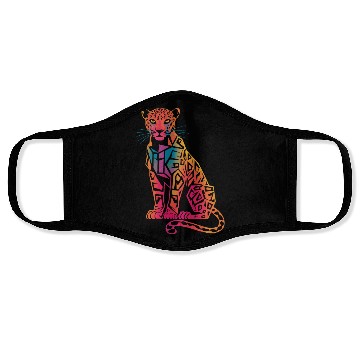 Discover Colorful Geometric Jaguar Artwork for Bold Face Masks