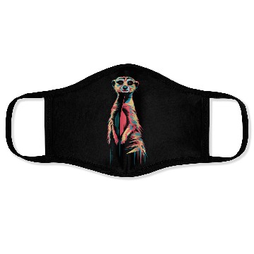 Discover Vibrant Meerkat Illustration Neon Colors Face Masks