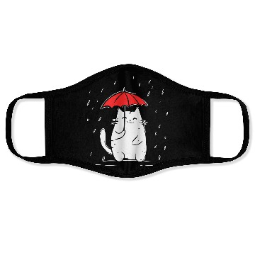 Discover Red Umbrella Cat Rainy Day Cat Face Masks