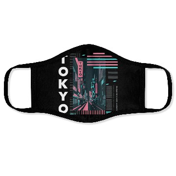 Discover Neon Streets of Tokyo Face Masks