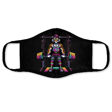 Discover Muscular Rainbow Tiger Deadlifting Face Masks