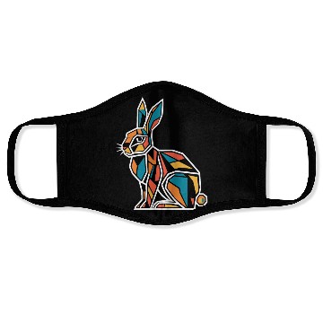 Discover Geometric Farm Animal Graphic Rabbit Vibrant Face Masks