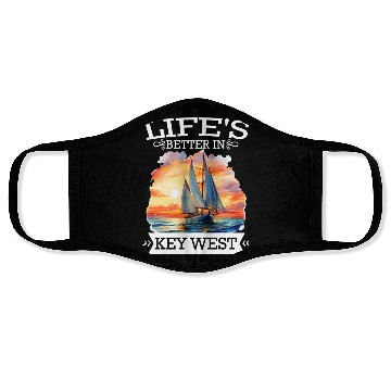 Discover Florida Sailing LIFE'S BETTER IN KEY-WEST Face Masks