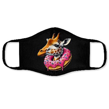 Discover funny feast for the eyes - giraffe with donut Face Masks