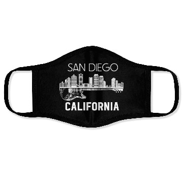 Discover San Diego Skyline Music California Souvenir Face Masks