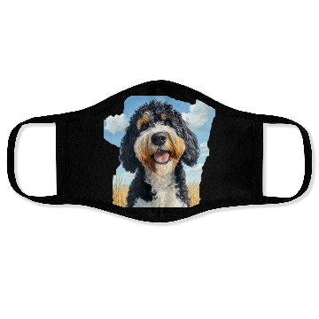 Discover Bernedoodle Field Nature Bernedoodle Watercolor Face Masks