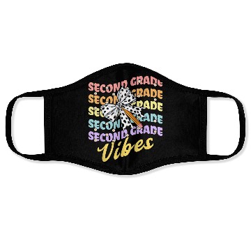 Discover Second 2nd Grade Vibes Teacher Coquette Bow Dalmat Face Masks