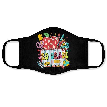 Discover Retro Dalmatian Third Grade Back to School Apple P Face Masks