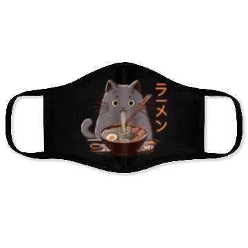 Discover Japanese Cat Eating Ramen Face Masks