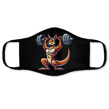 Discover Kangaroo barbell gym fitness workout training Face Masks