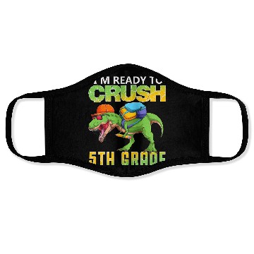 Discover Ready To Crush 5th Grade T Rex Dinosaur Back To Sc Face Masks