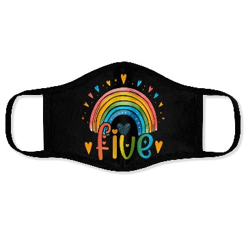 Discover 5th Birthday Rainbow Butterfly 5 Years Five 5 Birt Face Masks