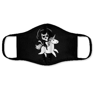 Discover Cat Wearing Sunglasses Riding Unicorn Face Masks