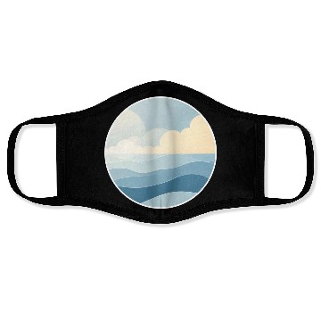 Discover The soft blue tones and waves Face Masks