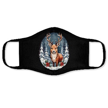 Discover Christmas Deer with Poinsettia and Snow Face Masks