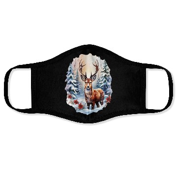 Discover Christmas Deer with Poinsettia and Snow Face Masks