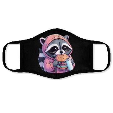 Discover Trash Panda - Raccoon eating fast food Face Masks