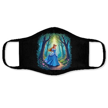 Discover Graceful girl walking in forest Face Masks