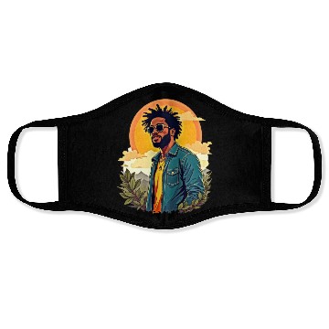 Discover Stylish Man in Sunglasses with Sunset Face Masks