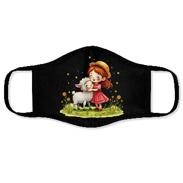 Discover Girl Hugging a Cute Sheep Face Masks