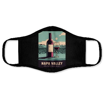 Discover Funny Vintage Travel Napa Valley Wine Humor Face Masks