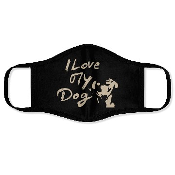 Discover I Love My Dog - Brown Design on Black Face Masks