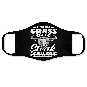 Discover I Turn Grass Into Steak Superpower Highland Face Masks