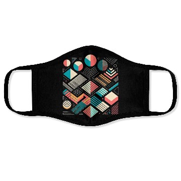 Discover Retro Geometric Shapes 80s 90s Style 1 Face Masks