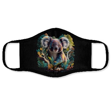 Discover Colorful Koala in the forest Face Masks