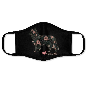 Discover Floral Border Collie Art Face Masks