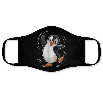 Discover Happy Dancing Penguin Cartoon Illustration Face Masks