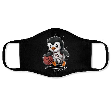 Discover Penguin Basketball Player Number 10 Dribbling Face Masks