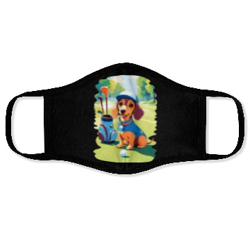 Discover Dachshund Dog Playing Golf Funny Design Face Masks