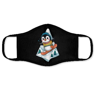 Discover Cute Snowboarding Penguin Adventure Face Masks