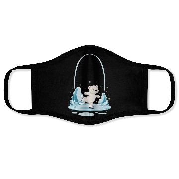 Discover Adorable Ice Skating polar bear with Snowflakes Face Masks