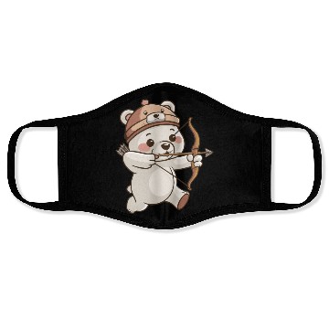 Discover Cute polar bear with Bow and Arrows Cartoon Face Masks