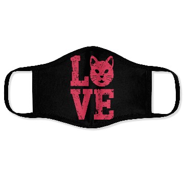Discover Love funny cat face Face Masks