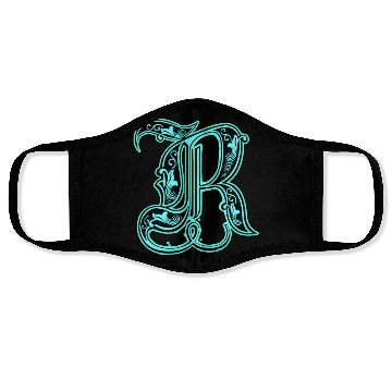 Discover Neon Ornate Letter R Design Face Masks