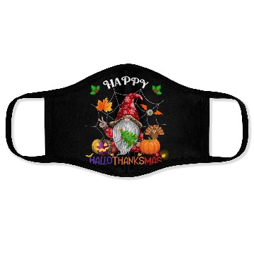 Discover Happy HalloThanksMas Gnome Face Masks