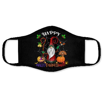 Discover Happy HalloThanksMas Gnome Face Masks