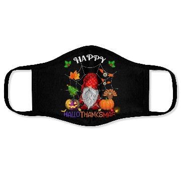 Discover Happy HalloThanksMas Gnome Face Masks
