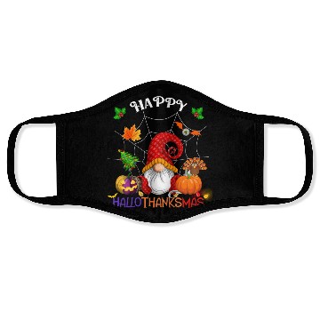 Discover Happy HalloThanksMas Gnome Face Masks