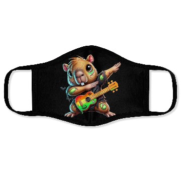Discover Cute Dabbing Capybara Zombie Squad Guitar Hallowee Face Masks