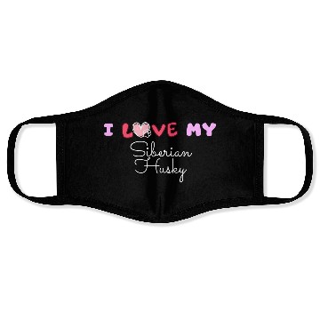Discover I Love My Siberian Husky Face Masks